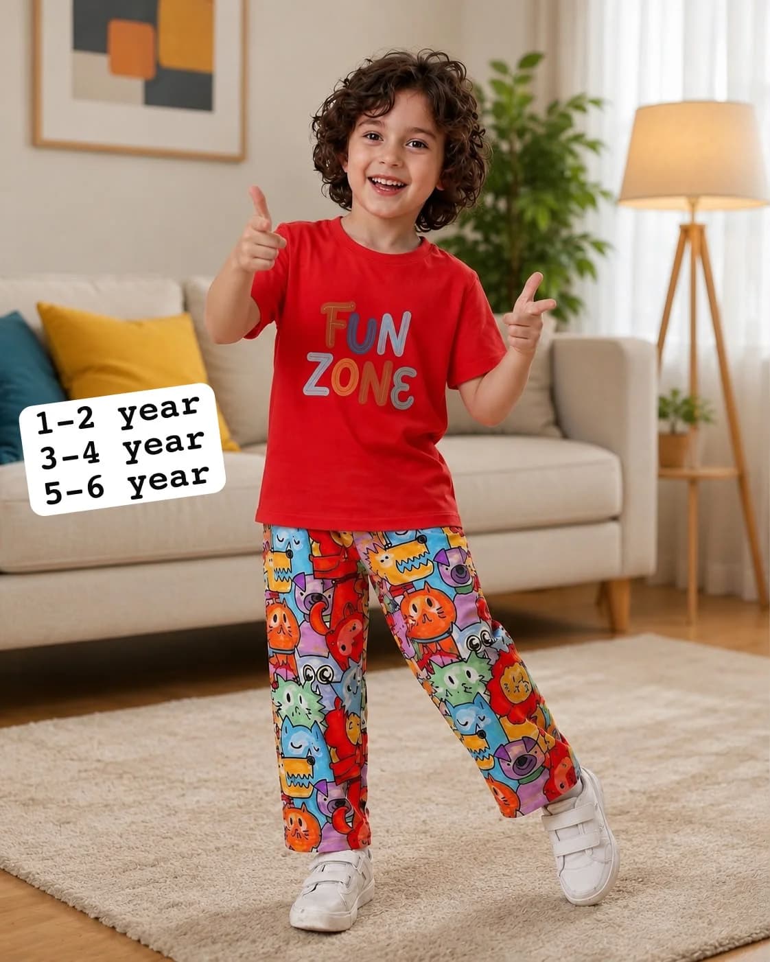 Kids Whimsical Kitty Cat 2-Piece Nightwear