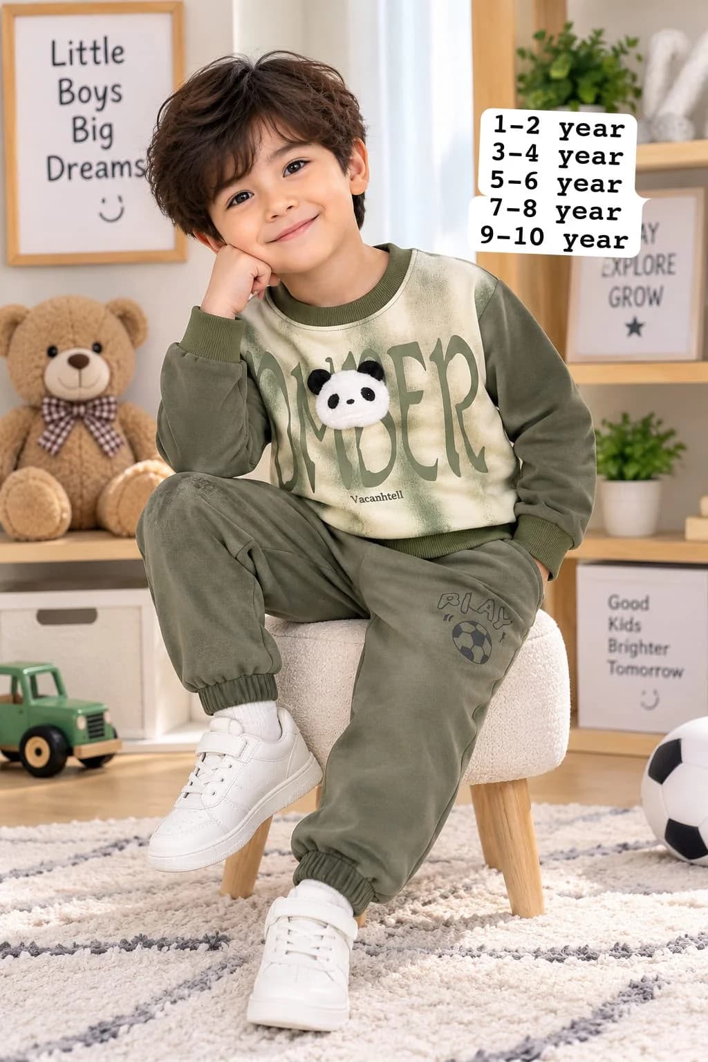 Kids Fresh Mint Green Printed Lounge Set