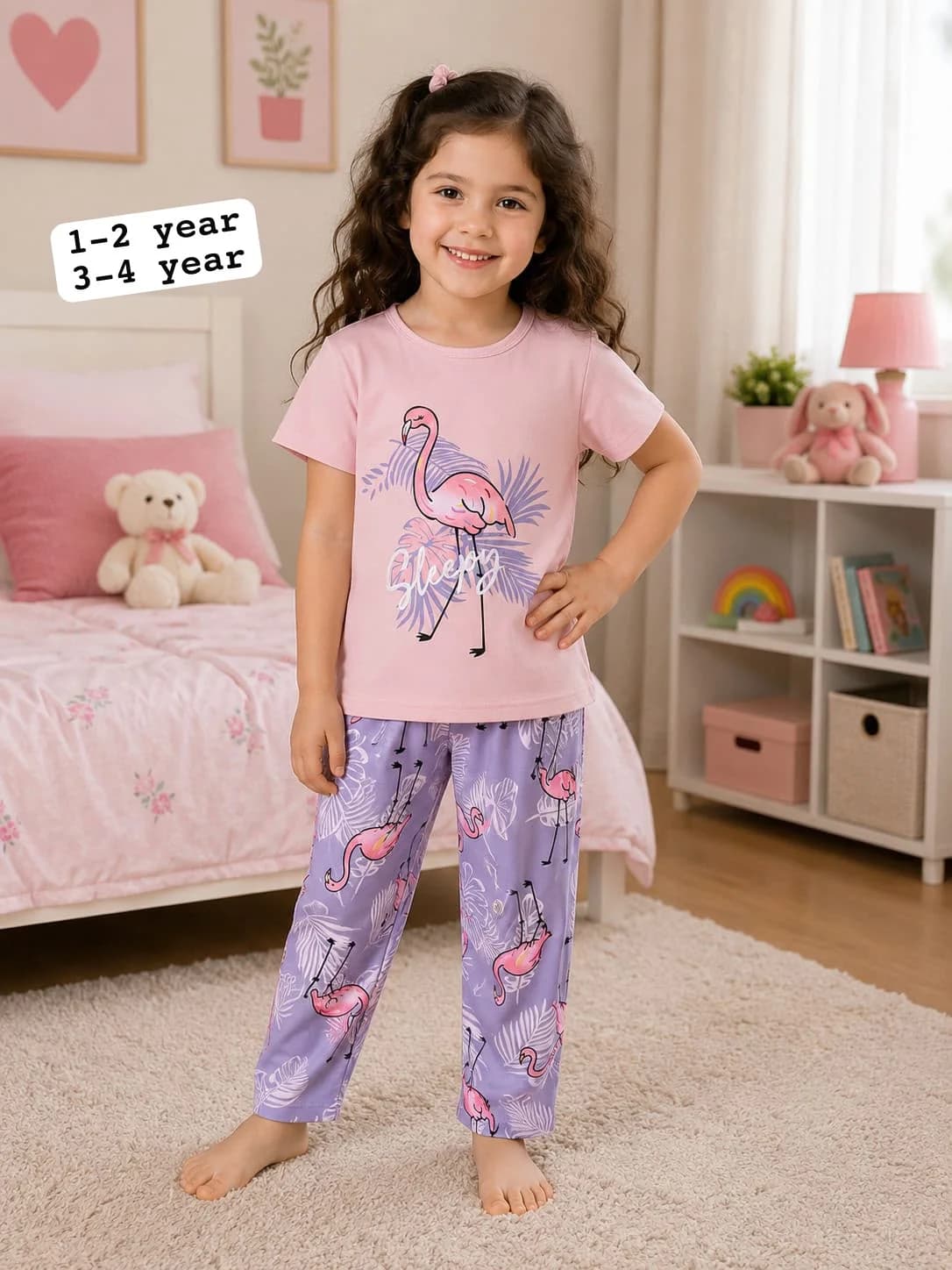 Kids Golden Honey Cartoon Print Pajama