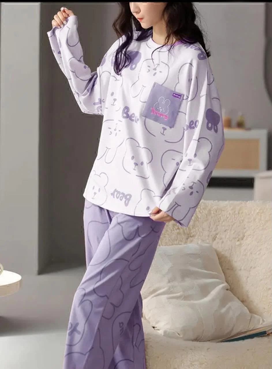 Women Scandinavian Modernist Print Night Suit