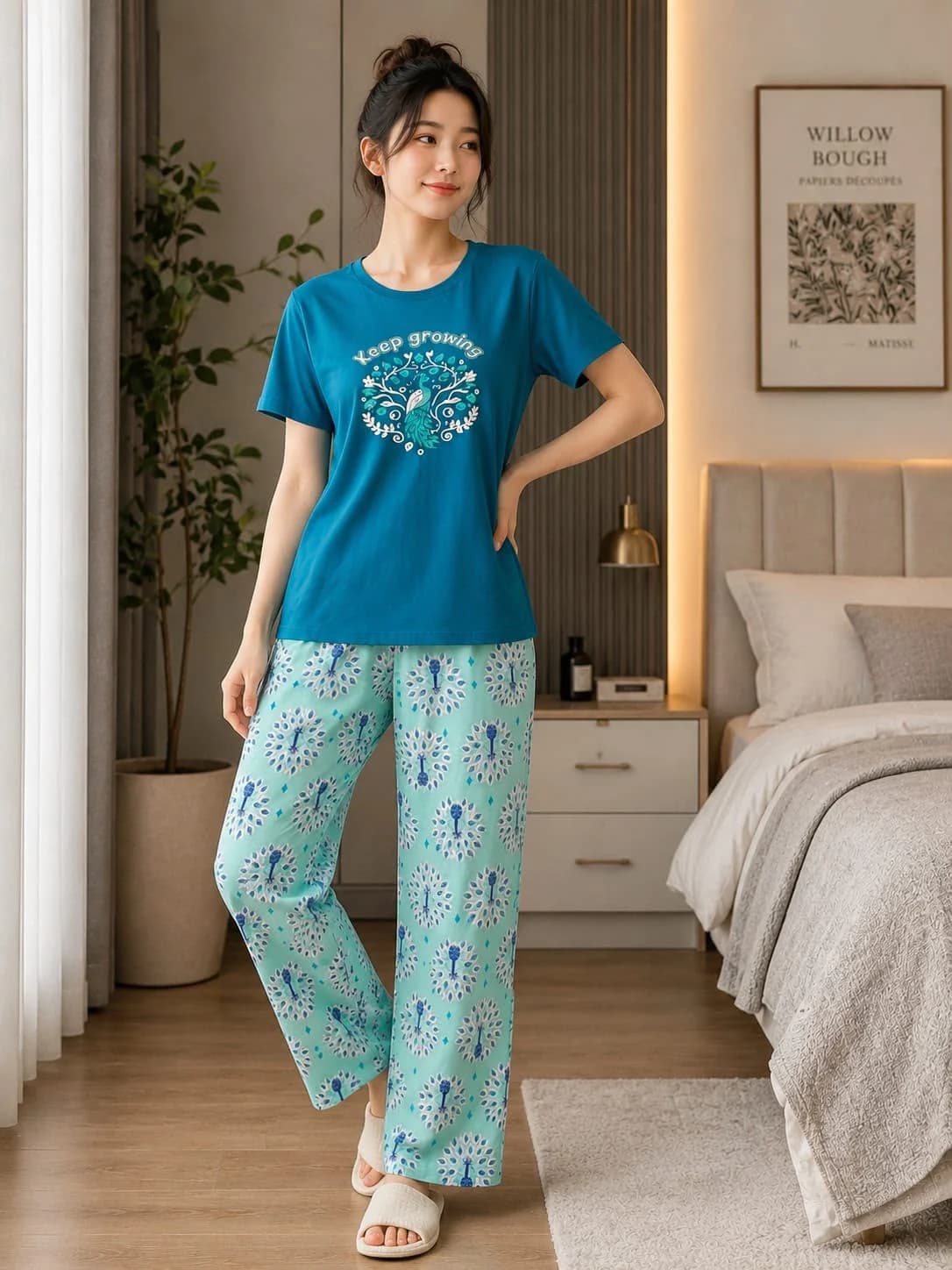 Women Soft Peach Cloud Pajama 2-Piece Set