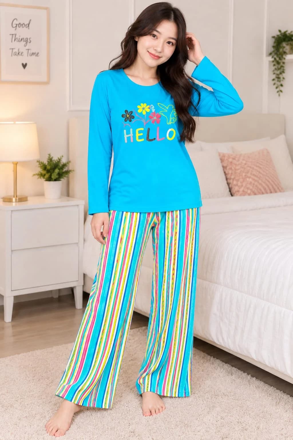 Women Sunset Coral Breathable Night Suit