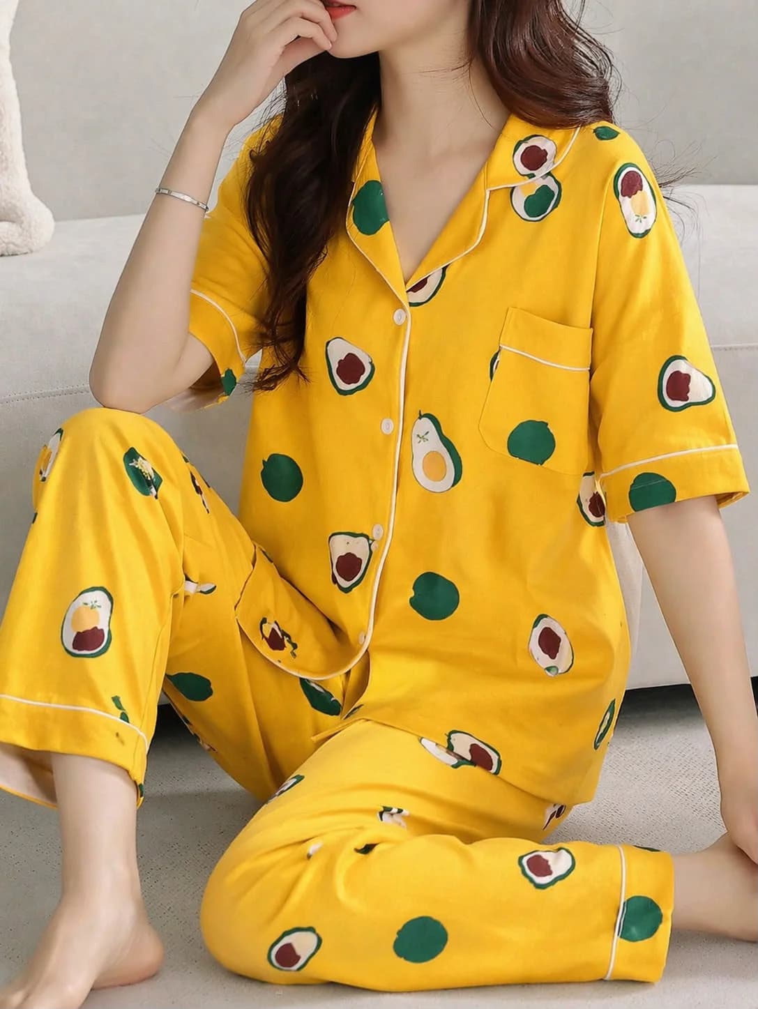 Women Emerald Green Silky Feel Lounge Suit