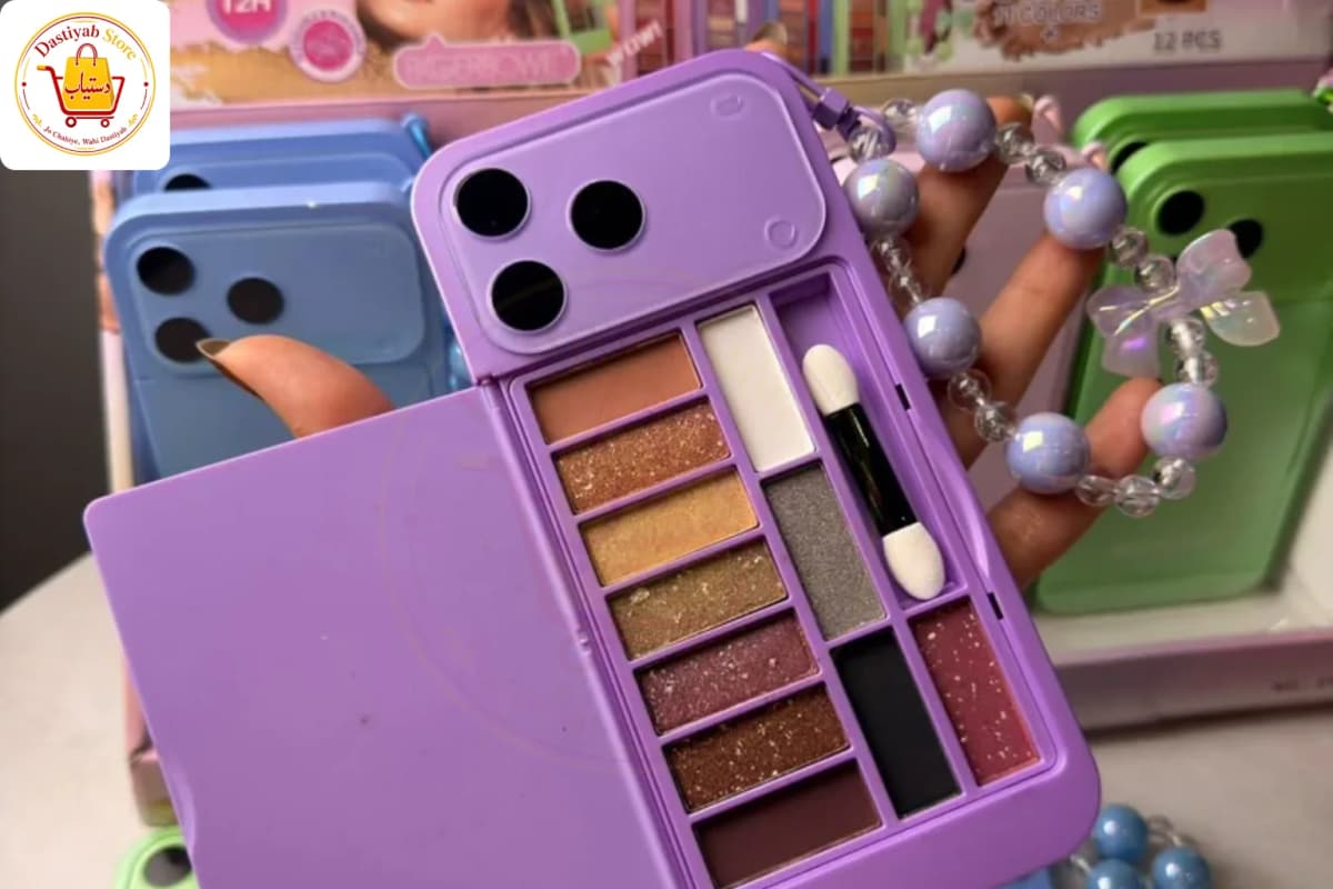 BIGERBOWIE Novelty iPhone 11-Color Eyeshadow Palette with Beaded Wristlet Strap