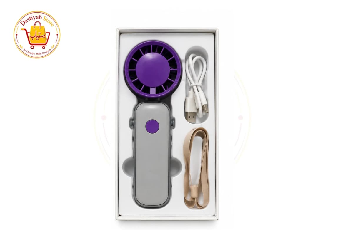 Folding Deer Fan — 180° Foldable, USB Type-C, Li-ion Battery, Long Battery Life (Purple)